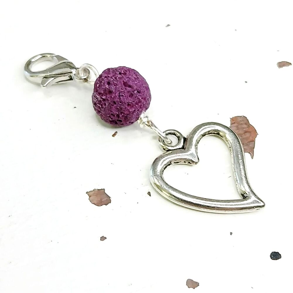 2/$10 Purple Beaded Heart Zipper Pull Charm